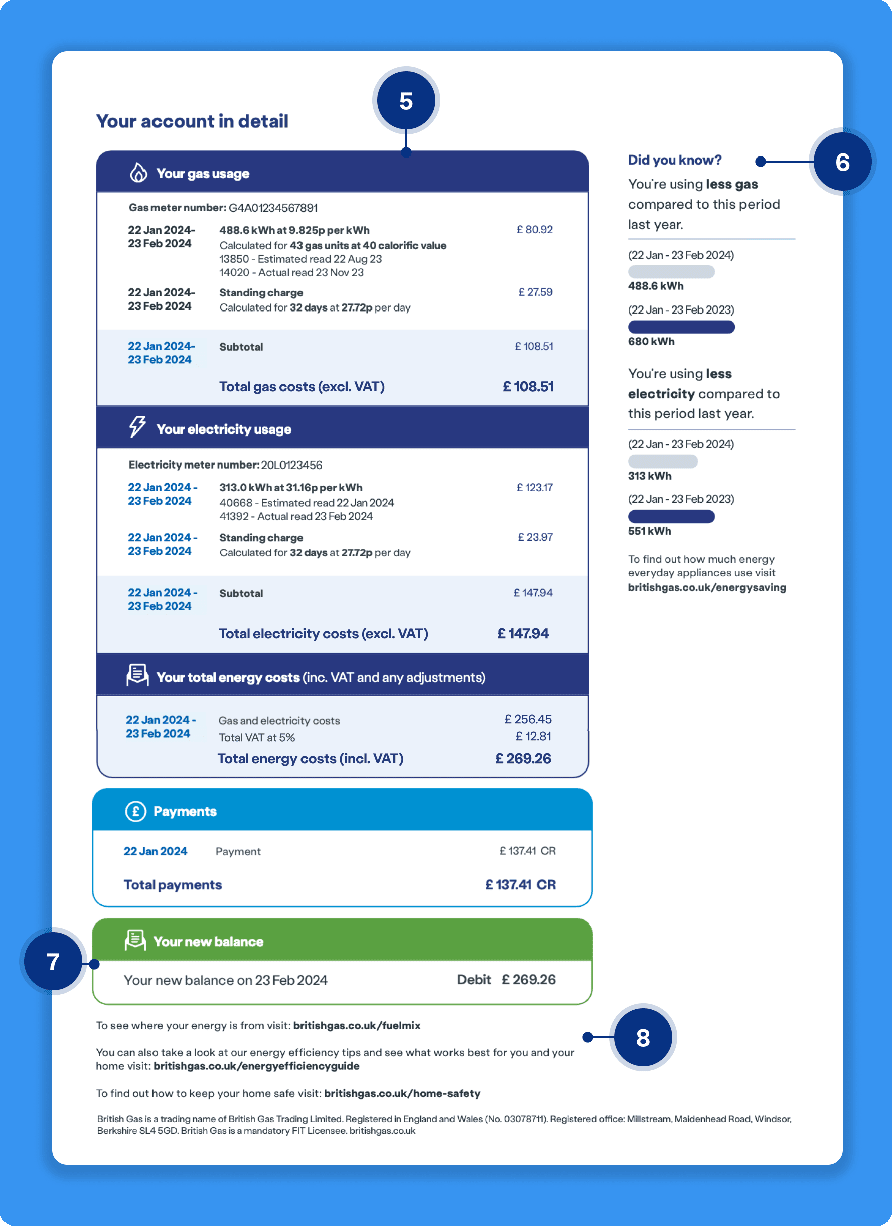 British Gas bill page two