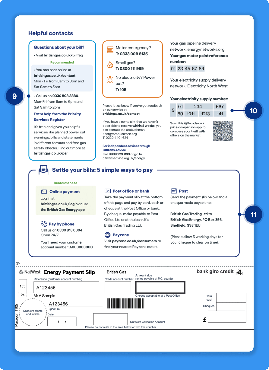 British Gas bill page three