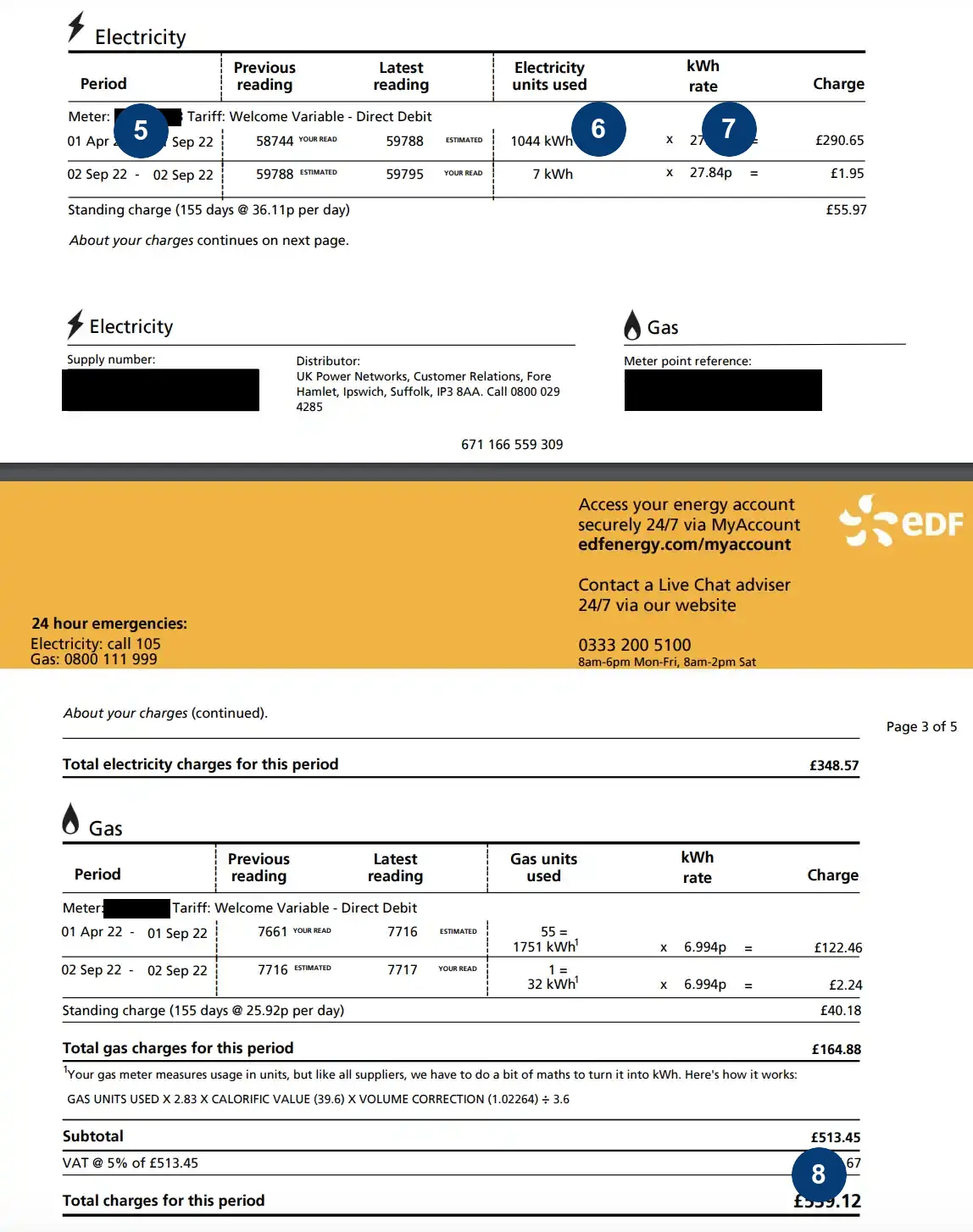 EDF bill page two