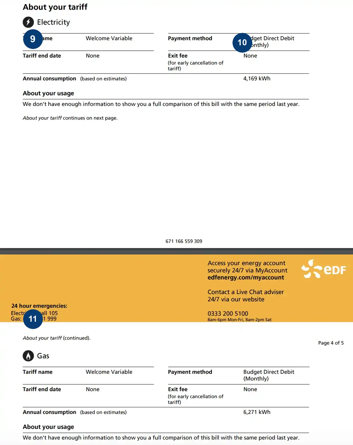 EDF bill page three