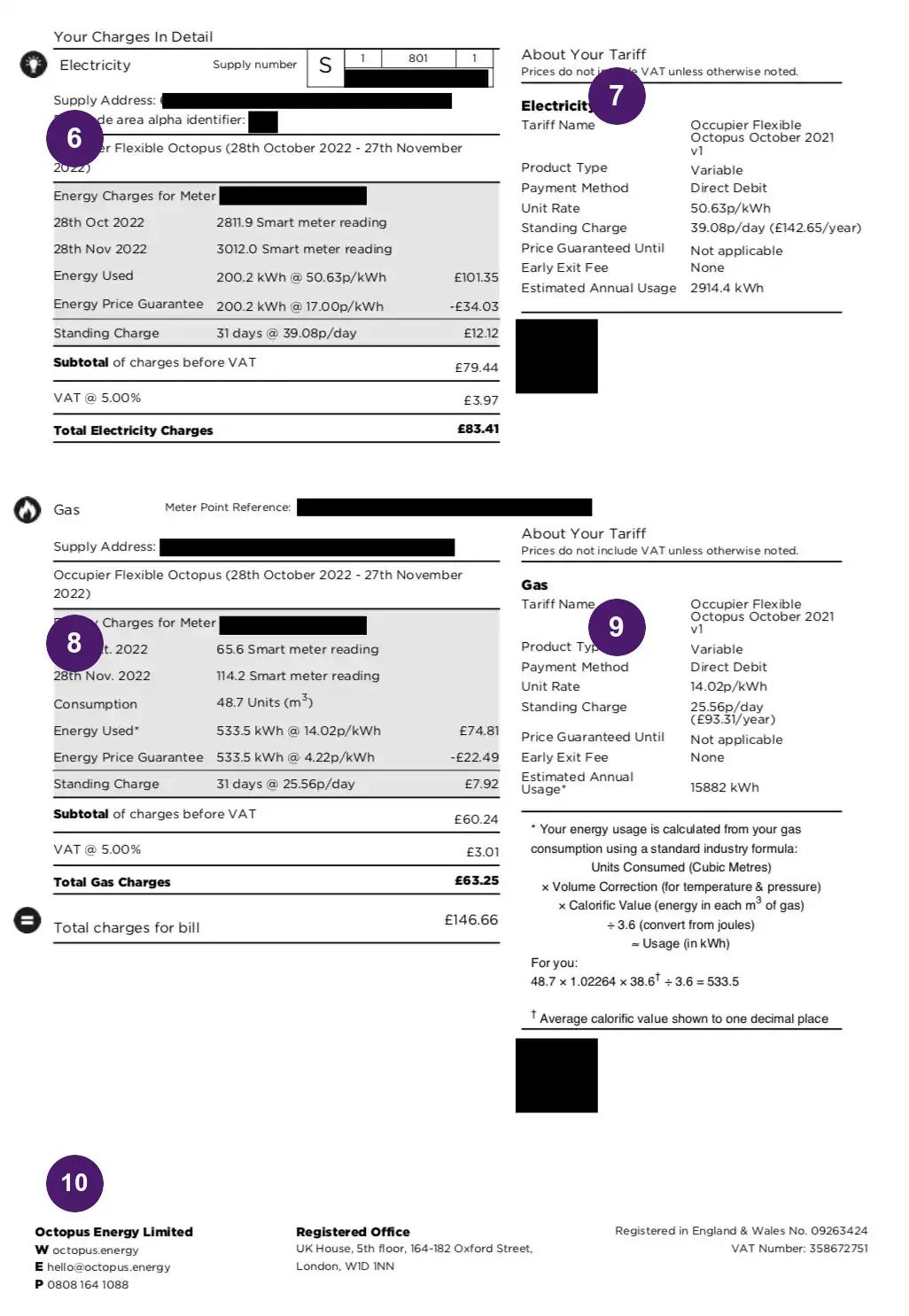 Octopus Energy bill page two
