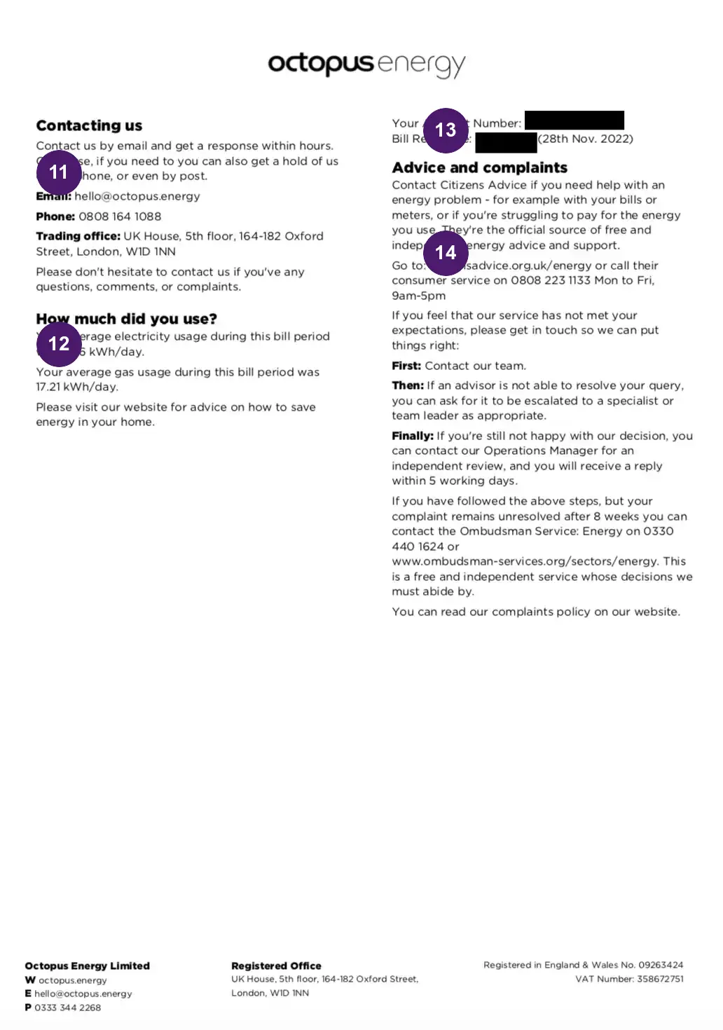 Octopus Energy bill page three