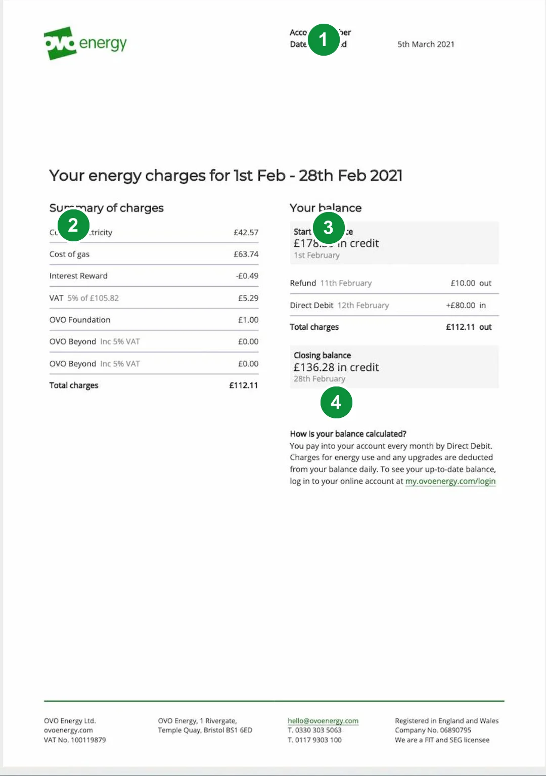 OVO Energy bill page one