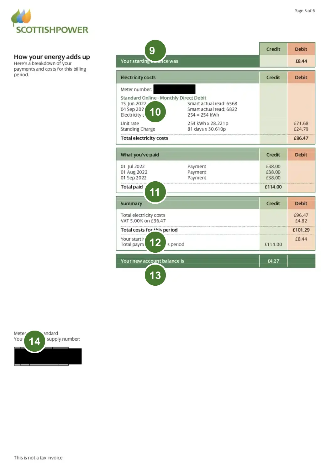 Scottish Power bill page three